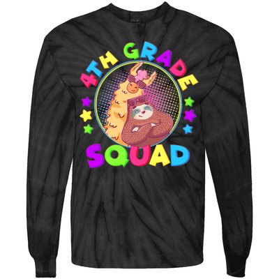 4th Grade Squad Llama Sloth Tie-Dye Long Sleeve Shirt