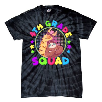 4th Grade Squad Llama Sloth Tie-Dye T-Shirt