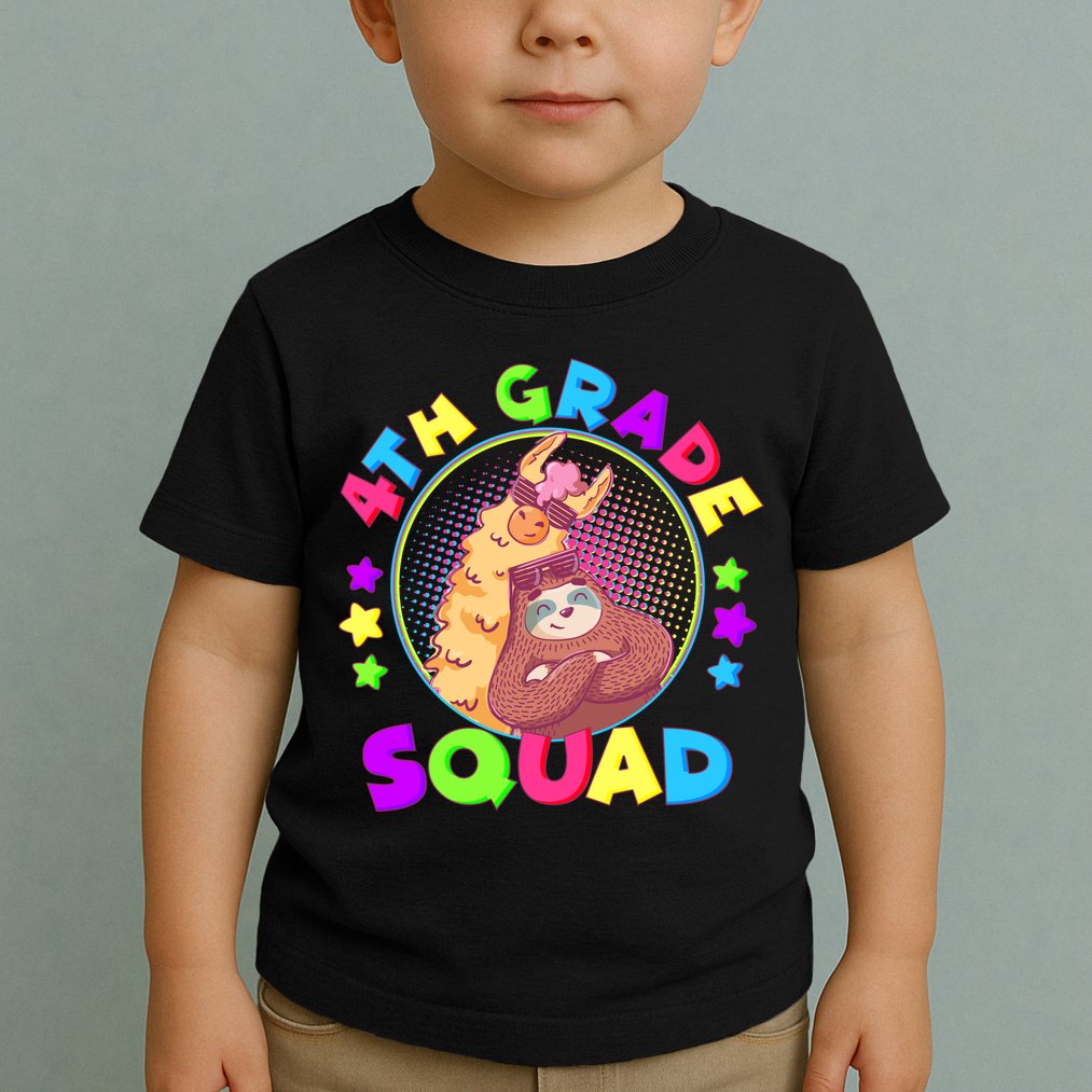 4th Grade Squad Llama Sloth Toddler T-Shirt