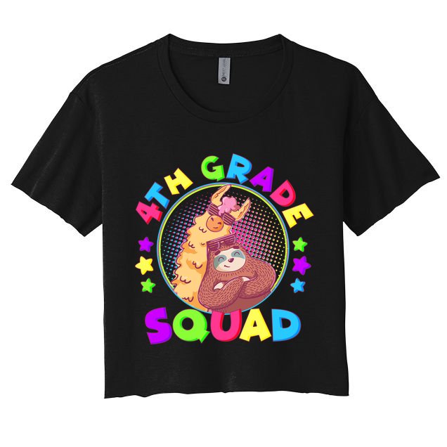4th Grade Squad Llama Sloth Crop Top