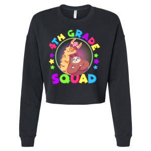 4th Grade Squad Llama Sloth Cropped Pullover Crew