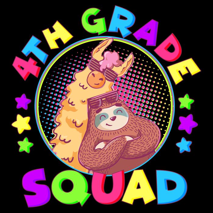 4th Grade Squad Llama Sloth Cropped Pullover Crew