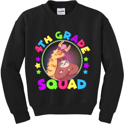 4th Grade Squad Llama Sloth Kids Sweatshirt
