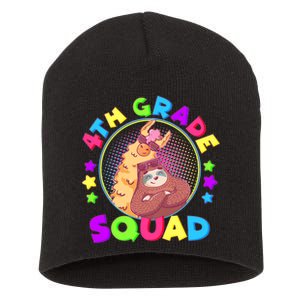 4th Grade Squad Llama Sloth Short Acrylic Beanie