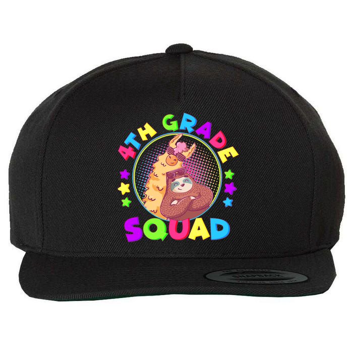 4th Grade Squad Llama Sloth Wool Snapback Cap