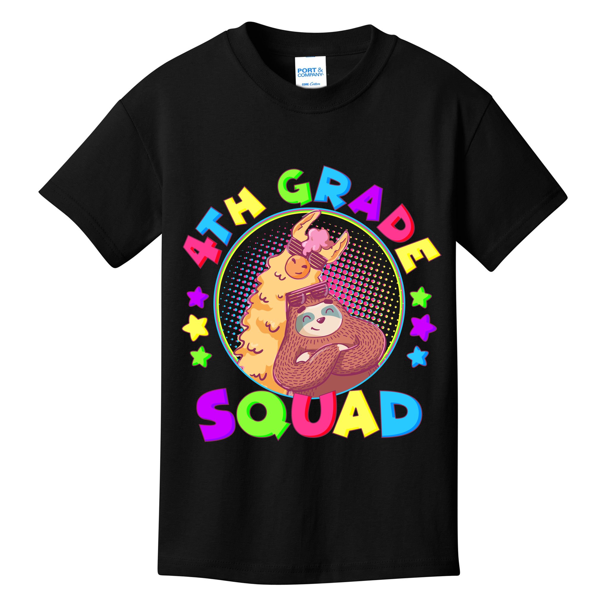 4th Grade Squad Llama Sloth Kids T-Shirt