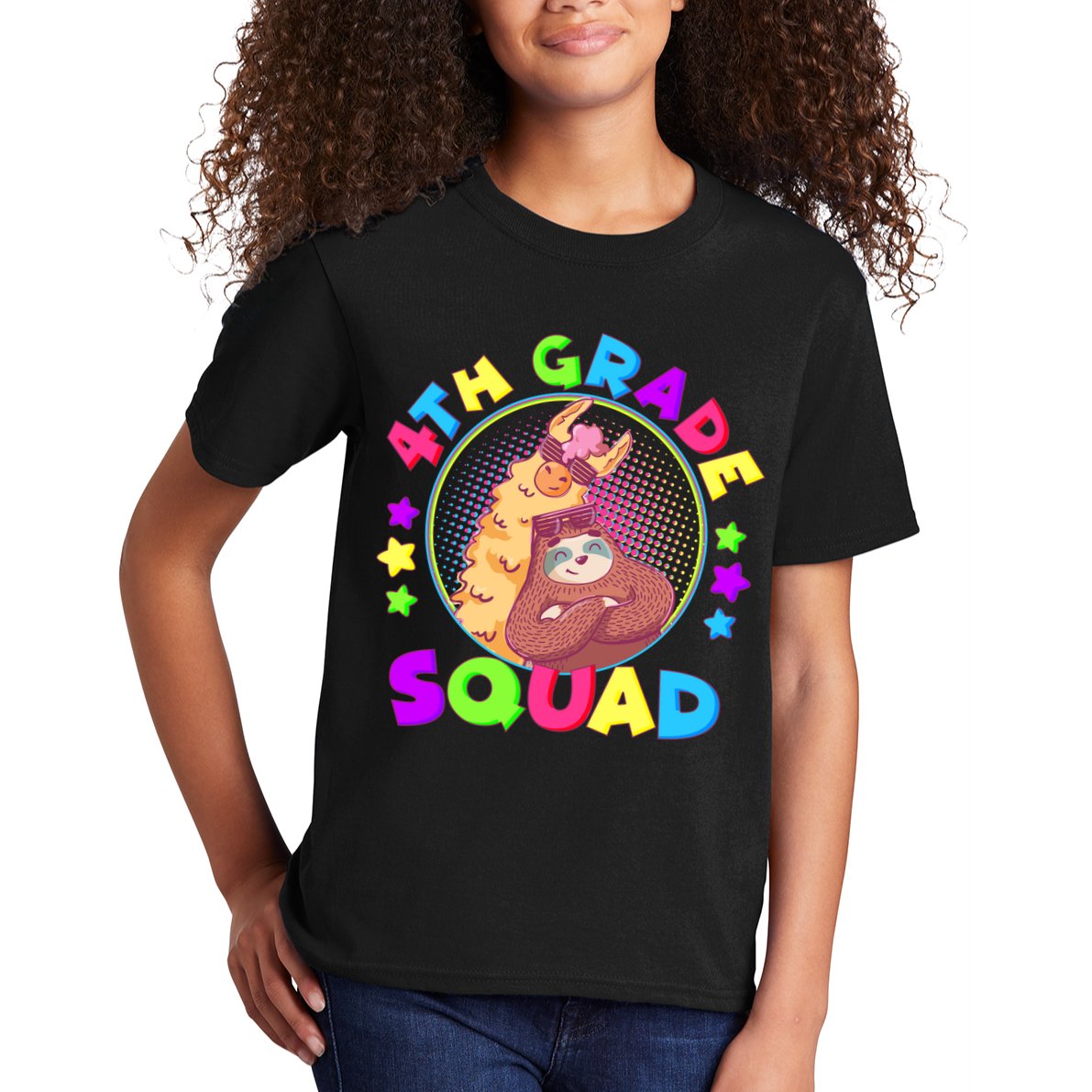 4th Grade Squad Llama Sloth Kids T-Shirt