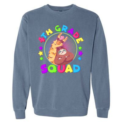 4th Grade Squad Llama Sloth Garment-Dyed Sweatshirt