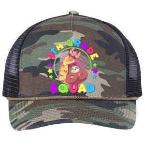 4th Grade Squad Llama Sloth Retro Rope Trucker Hat Cap