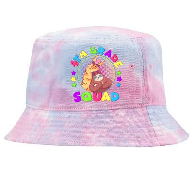 4th Grade Squad Llama Sloth Tie-Dyed Bucket Hat