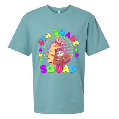 4th Grade Squad Llama Sloth Sueded Cloud Jersey T-Shirt