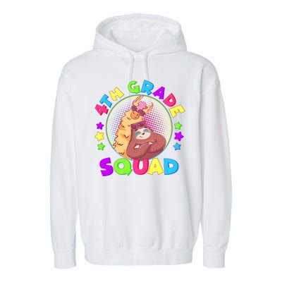 4th Grade Squad Llama Sloth Garment-Dyed Fleece Hoodie