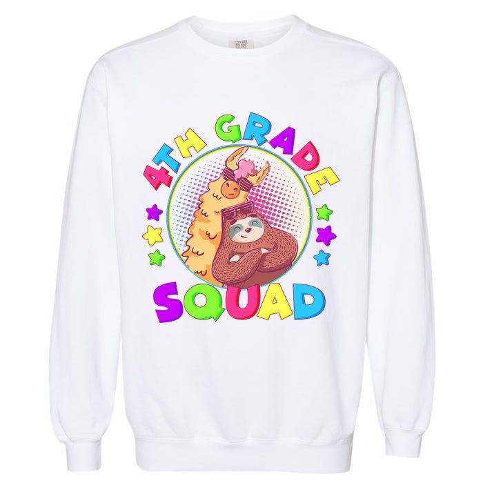 4th Grade Squad Llama Sloth Garment-Dyed Sweatshirt