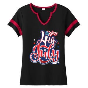 4th of July Celebrate USA Independence Day Ladies Halftime Notch Neck Tee