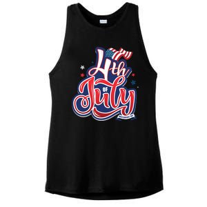 4th of July Celebrate USA Independence Day Ladies PosiCharge Tri-Blend Wicking Tank