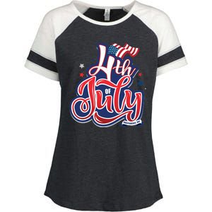 4th of July Celebrate USA Independence Day Enza Ladies Jersey Colorblock Tee