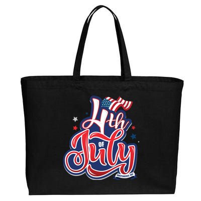 4th of July Celebrate USA Independence Day Cotton Canvas Jumbo Tote