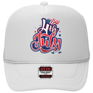 4th of July Celebrate USA Independence Day High Crown Mesh Back Trucker Hat