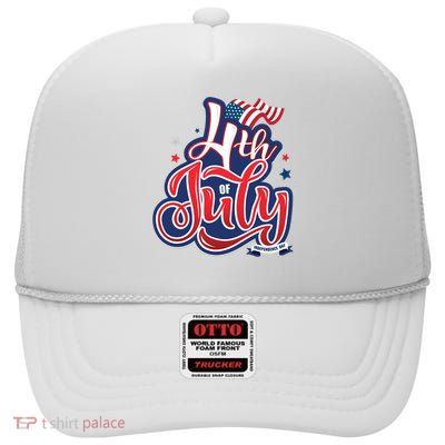 4th of July Celebrate USA Independence Day High Crown Mesh Back Trucker Hat