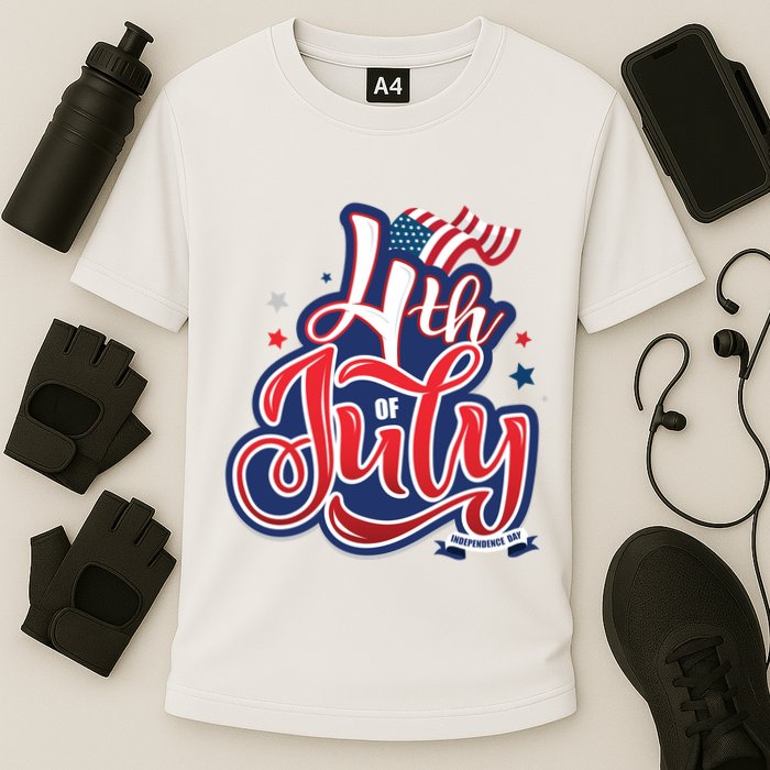 4th of July Celebrate USA Independence Day Cooling Performance Crew T-Shirt