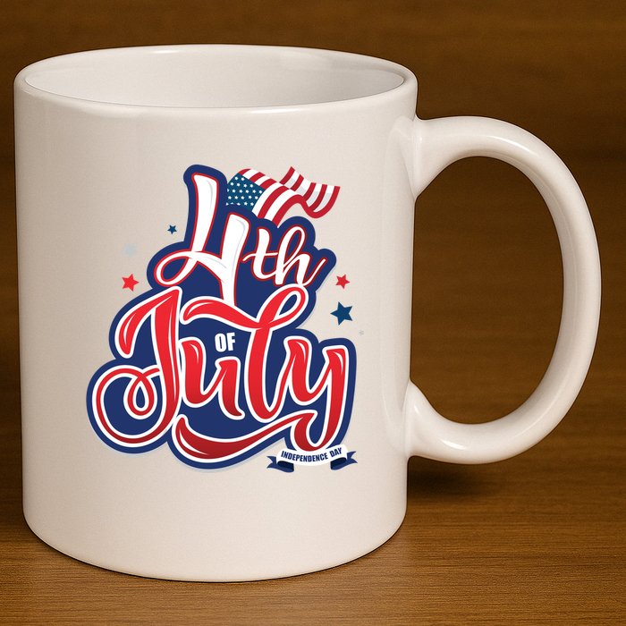 4th of July Celebrate USA Independence Day 11oz C Handle Ceramic Mug