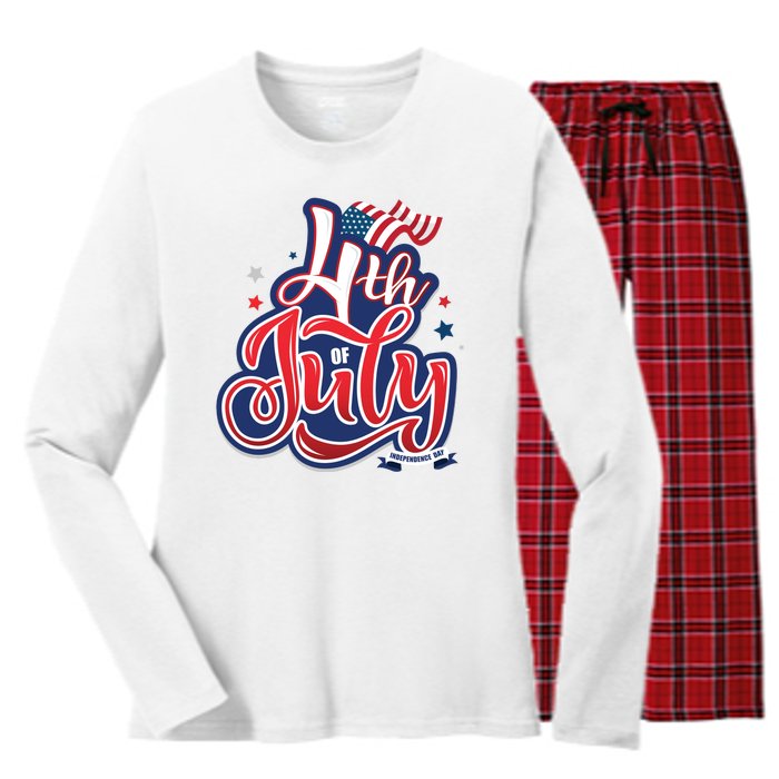 4th of July Celebrate USA Independence Day Women's Long Sleeve Flannel Pajama Set 