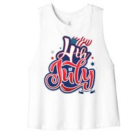 4th of July Celebrate USA Independence Day Women's Racerback Cropped Tank