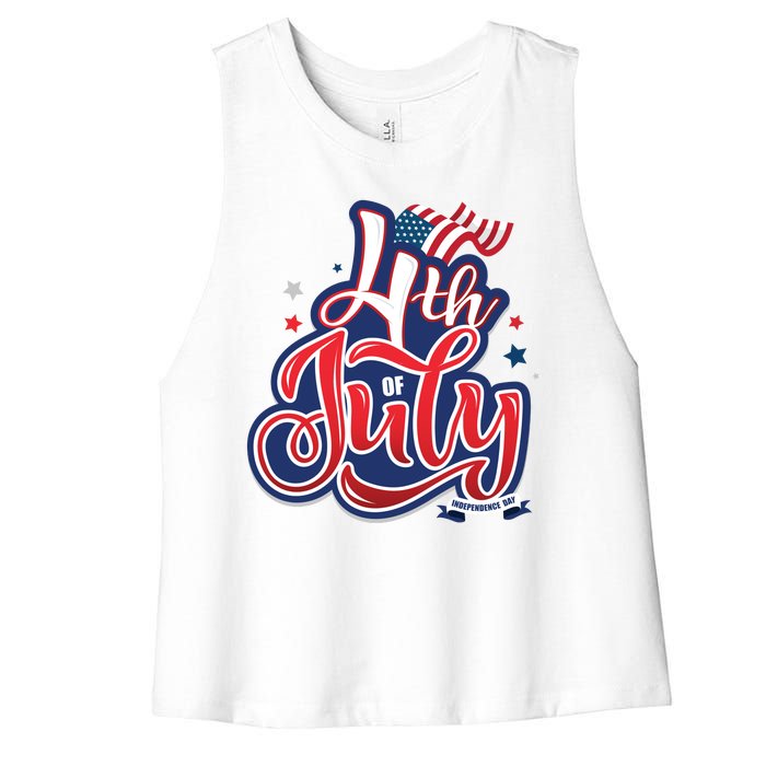 4th of July Celebrate USA Independence Day Women's Racerback Cropped Tank