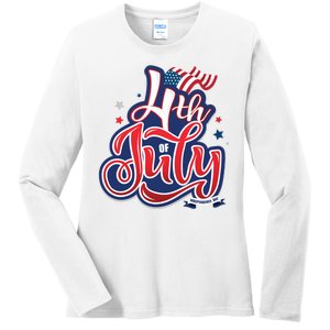 4th of July Celebrate USA Independence Day Ladies Long Sleeve Shirt