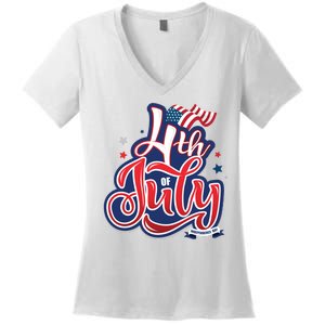 4th of July Celebrate USA Independence Day Women's V-Neck T-Shirt