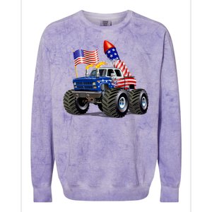 4th Of July Firecracker Monster Truck Colorblast Crewneck Sweatshirt