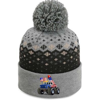 4th Of July Firecracker Monster Truck The Baniff Cuffed Pom Beanie