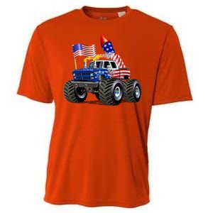 4th Of July Firecracker Monster Truck Cooling Performance Crew T-Shirt