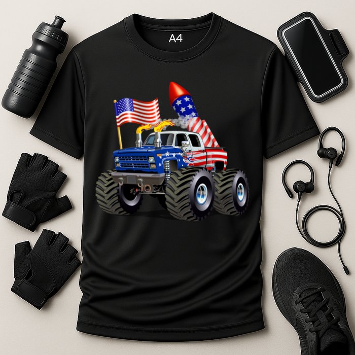 4th Of July Firecracker Monster Truck Cooling Performance Crew T-Shirt