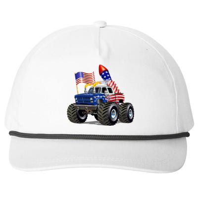 4th Of July Firecracker Monster Truck Snapback Five-Panel Rope Hat