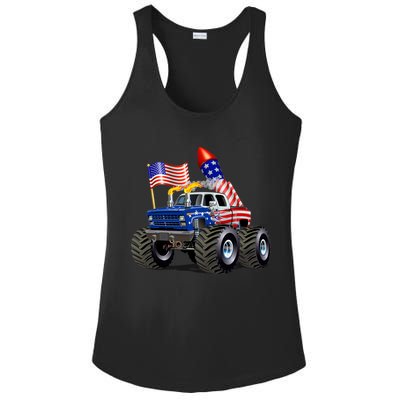 4th Of July Firecracker Monster Truck Ladies PosiCharge Competitor Racerback Tank