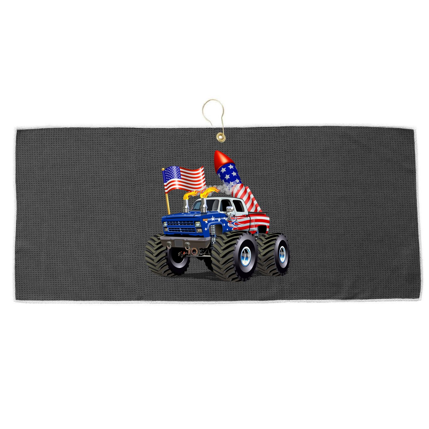 4th Of July Firecracker Monster Truck Large Microfiber Waffle Golf Towel