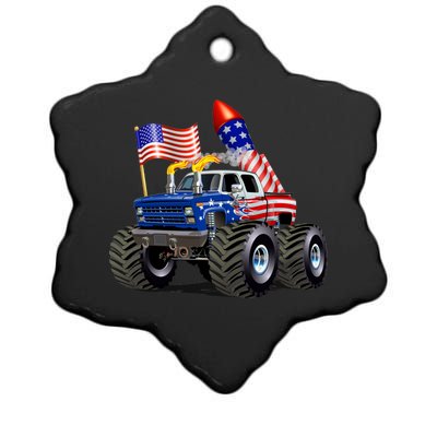 4th Of July Firecracker Monster Truck Ceramic Star Ornament