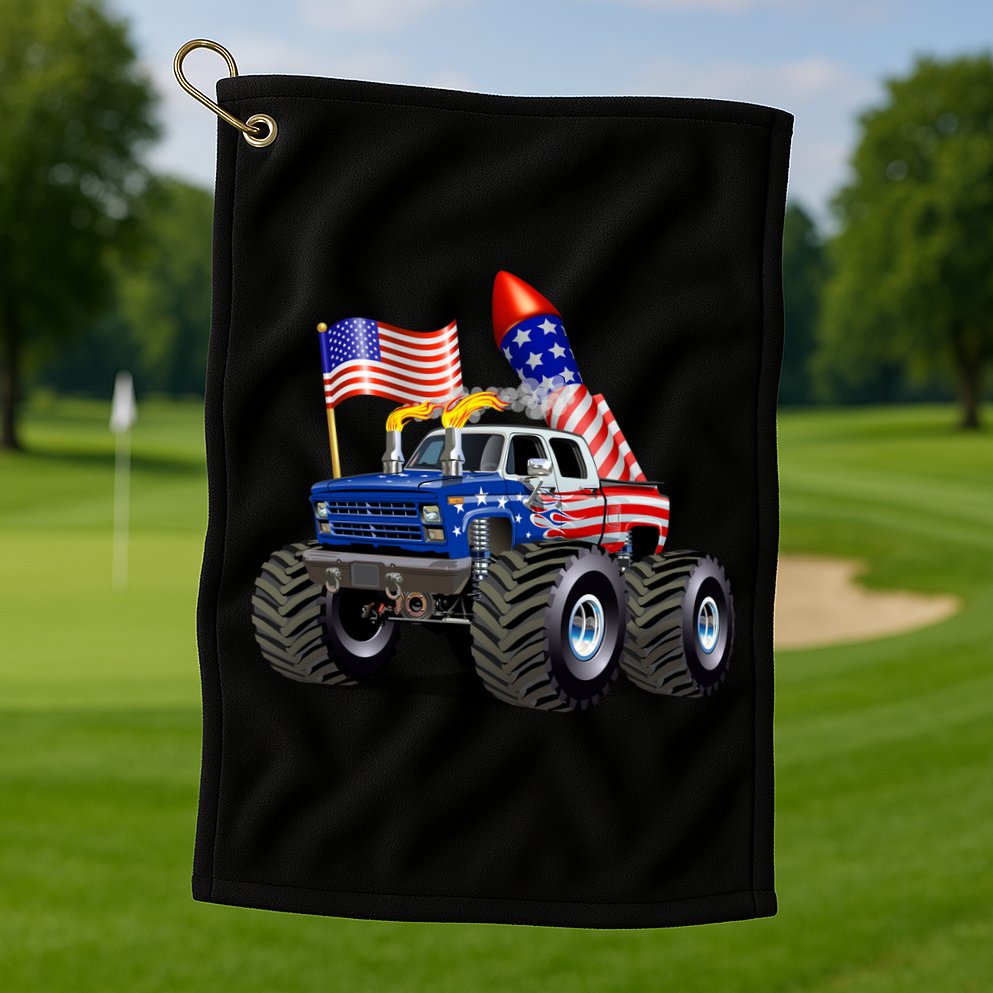 4th Of July Firecracker Monster Truck Golf Towel