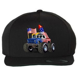 4th Of July Firecracker Monster Truck Wool Snapback Cap