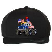 4th Of July Firecracker Monster Truck Wool Snapback Cap