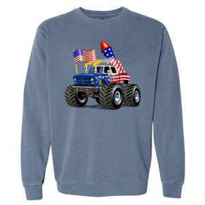 4th Of July Firecracker Monster Truck Garment-Dyed Sweatshirt