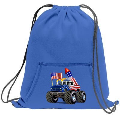 4th Of July Firecracker Monster Truck Sweatshirt Cinch Pack Bag