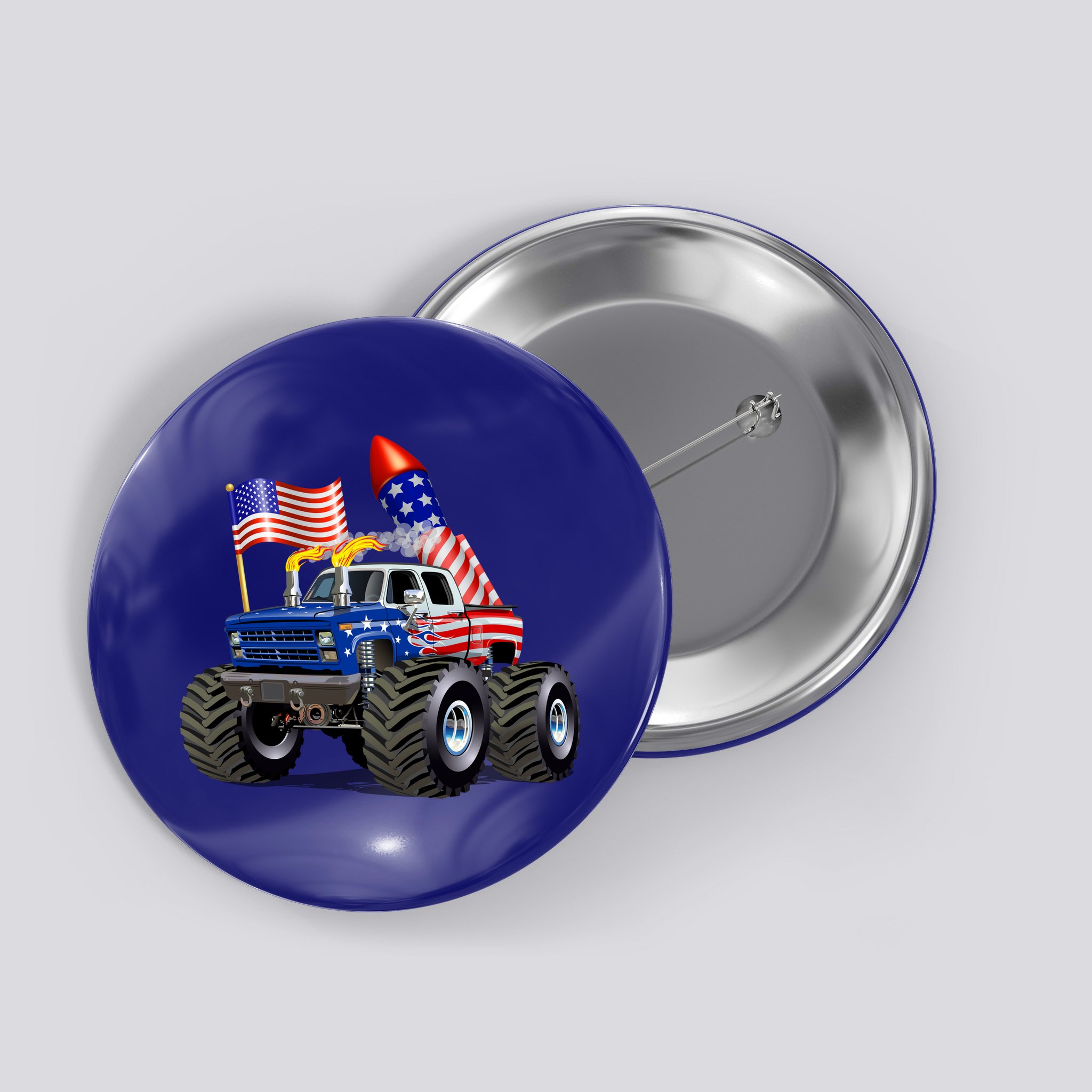 4th Of July Firecracker Monster Truck Button