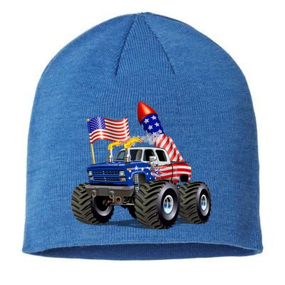 4th Of July Firecracker Monster Truck Sustainable Beanie