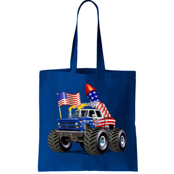 4th Of July Firecracker Monster Truck Tote Bag