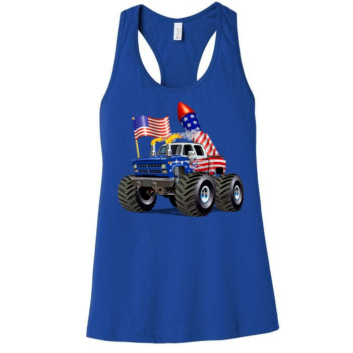 4th Of July Firecracker Monster Truck Women's Racerback Tank