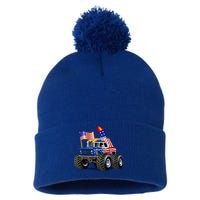 4th Of July Firecracker Monster Truck Pom Pom 12in Knit Beanie
