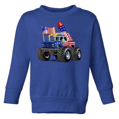 4th Of July Firecracker Monster Truck Toddler Sweatshirt