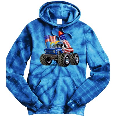 4th Of July Firecracker Monster Truck Tie Dye Hoodie